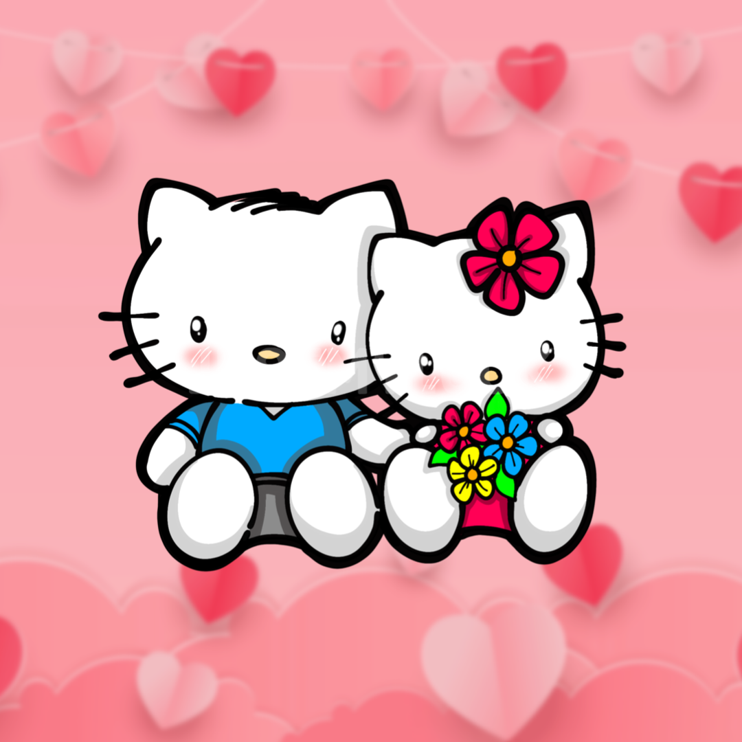 VDAY Cat Couple Sticker