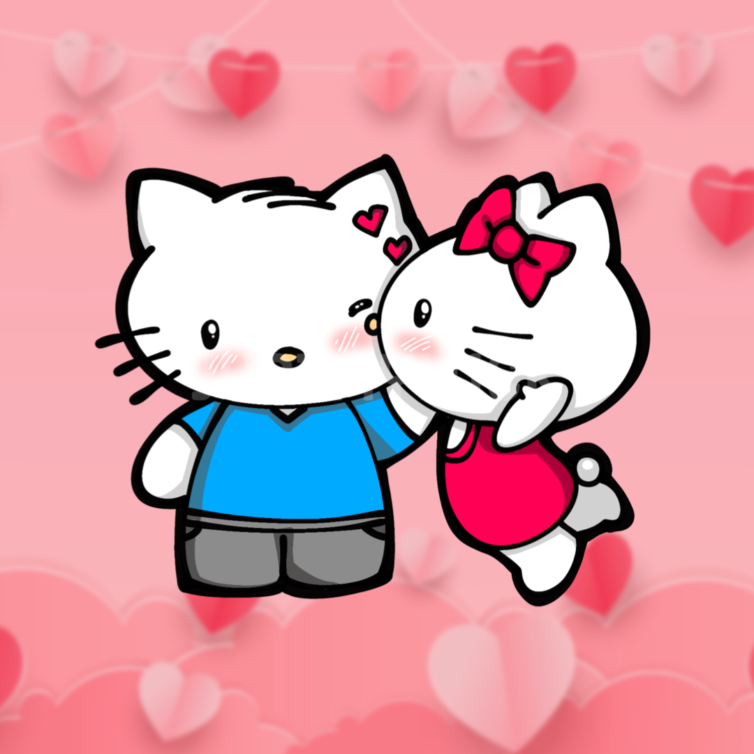 VDAY Cat Kiss Sticker